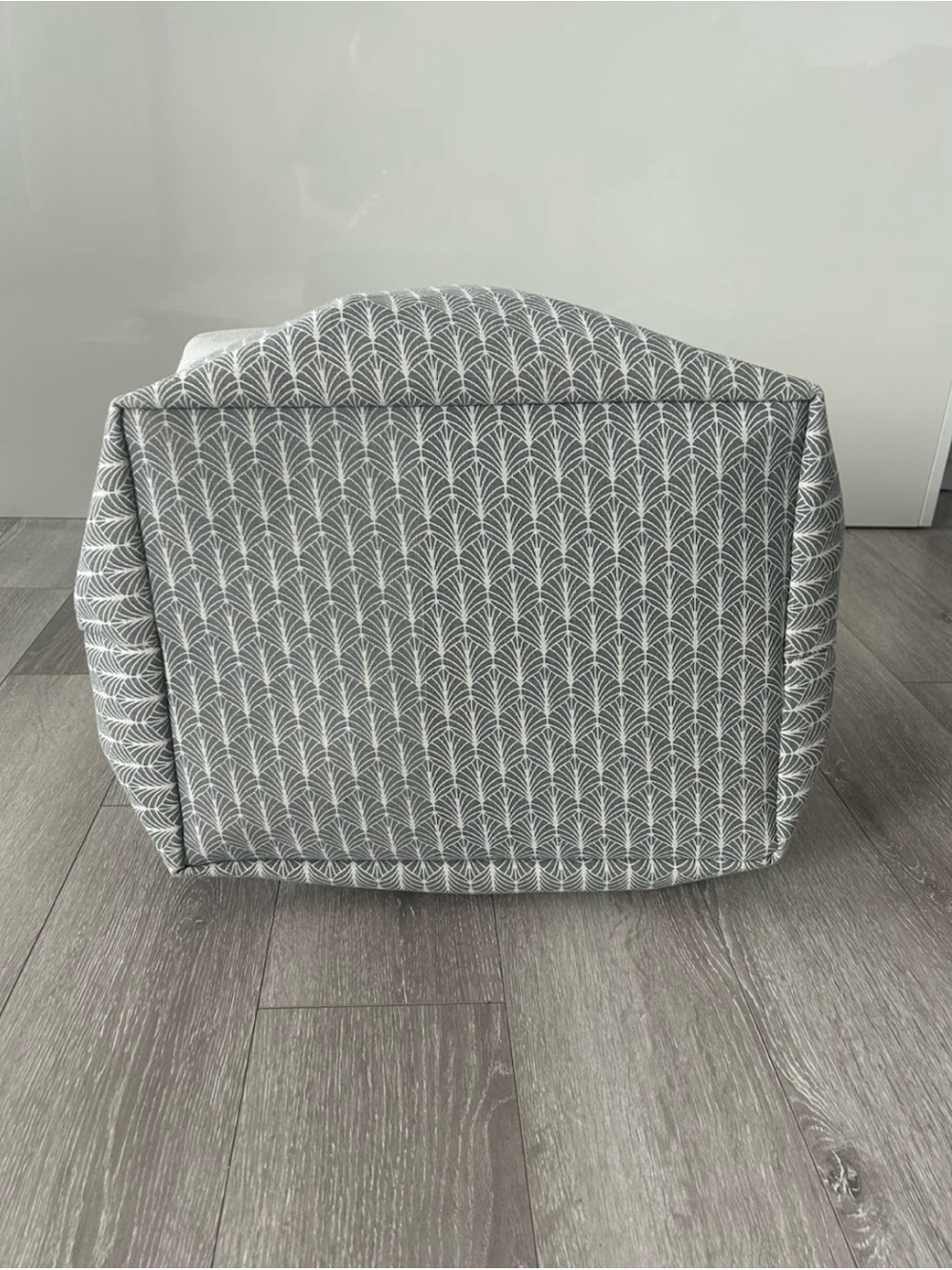 Gray Patterned Fabric Storage Bin with Rope Handles - Picture 6 of 6